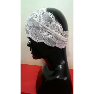 Lace Hijab Band-White